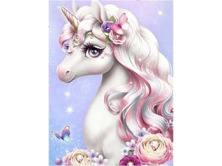 Diamantové malování - Unicorn a motýli 30 x 40cm