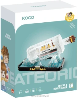 Stavebnice mini KOCO Titanic v lahvi 918 dílků + 2 figurky